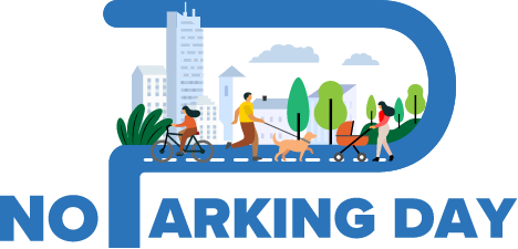 Illustrazione No Parking Day - Trasformazione di uno spazio di parcheggio in area verde
